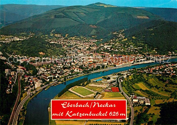 Eberbach Neckar Fliegeraufnahme mit Katzenbuckel Neckartal