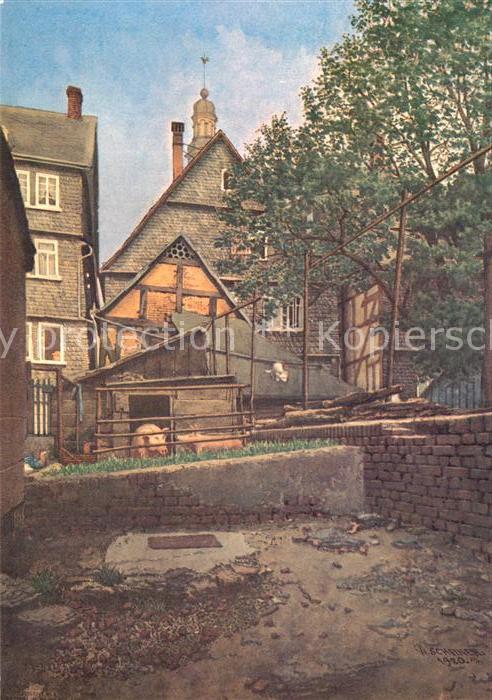 Siegen Westfalen Altstadt Aquarell von Wilhelm Scheiner