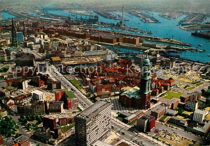 HAMBURG  CITY Fliegeraufnahme Michel Ost-West-Strasse Hafen