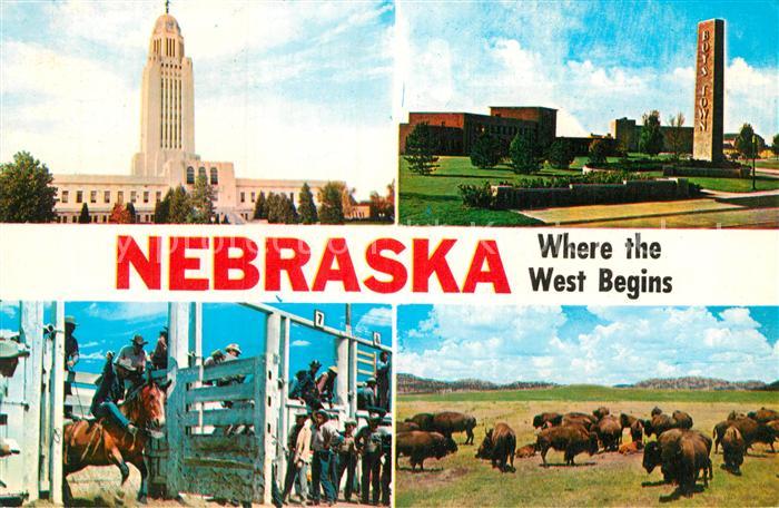 Nebraska US-State State Capitol Lincoln Boys Town Omaha Rodeo Buffalo herds Nebr