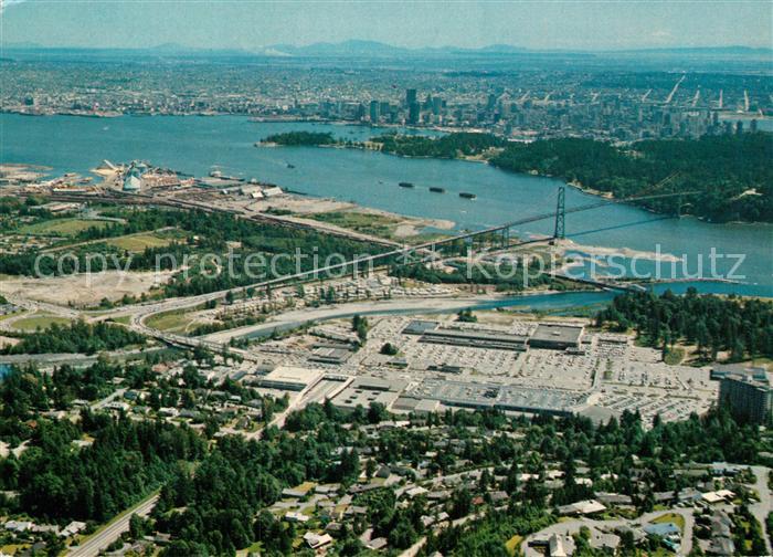 West Vancouver Lions Gate Bridge Stanley Park and Harbour aerial view