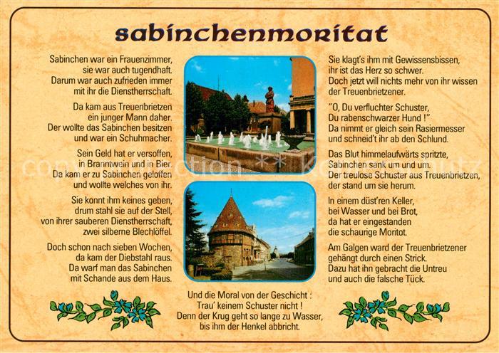 Treuenbrietzen Sabinchenmoritat Sabinchenbrunnen Heimatmuseum