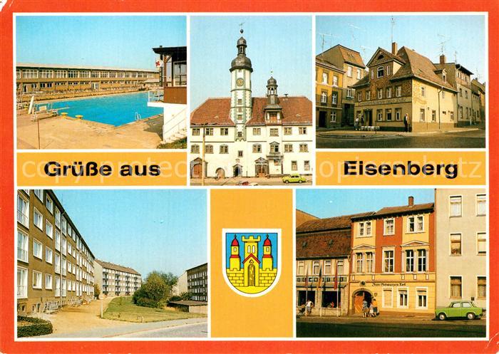 Eisenberg Thueringen Freibad Rathaus HO Gaststaette Neubaugebiet