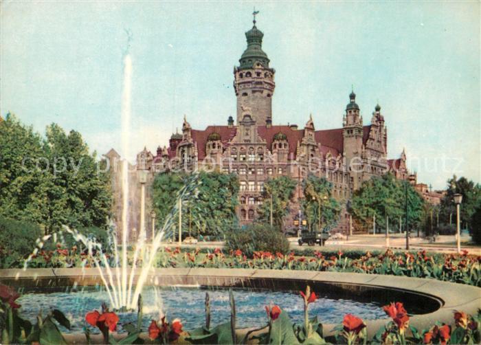 LEIPZIG Sachsen Neues Rathaus Springbrunnen Messestadt