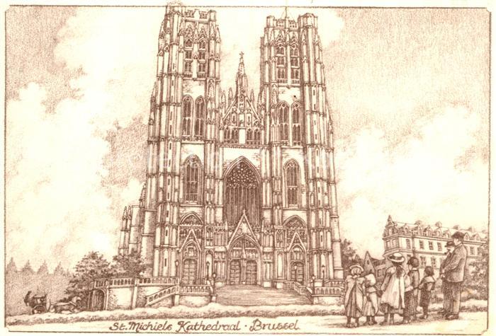 Bruessel Bruxelles St Michiels Kathedraal Cathedrale Dessin
