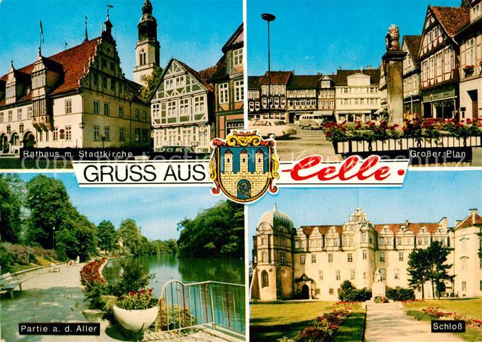 Celle Niedersachsen Rathaus Kirche Grosser Plan Schloss Partie an der Aller