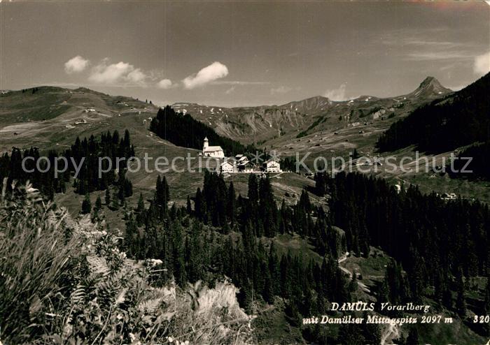 Damuels Vorarlberg Panorama mit Damuelser Mittagspitz Bregenzerwaldgebirge