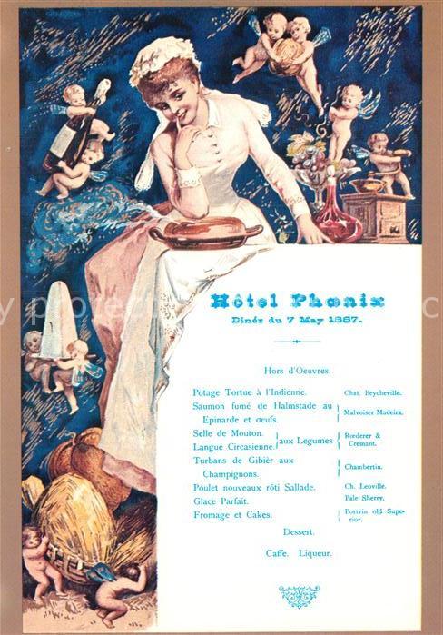 Stockholm Hotel Phoenix Diner du 7 May 1887 Speisekarte Repro