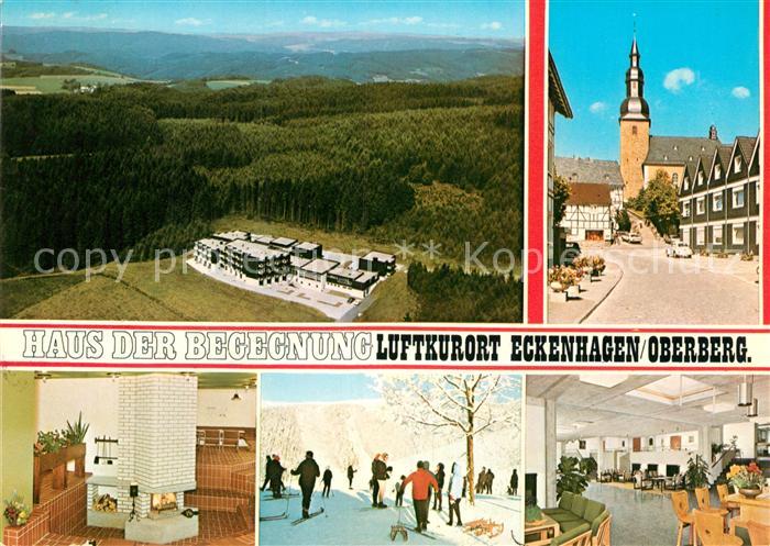 Eckenhagen Ortsmotiv mit Kirche Haus der Begegnung Fliegeraufnahme