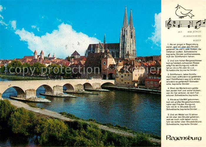 REGENSBURG Bayern 2000jaehrige Stadt an der Donau Steinerne Bruecke 12. Jhdt. Do