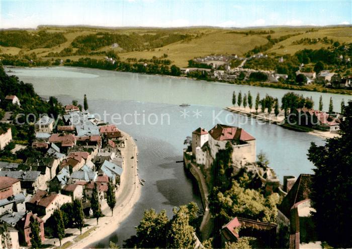 PAssAU Bayern Dreifluessemuendung Zusammenfluss von Donau Inn und Ilz