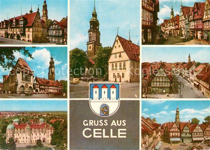 Celle Niedersachsen Rathaus Stechbahn Schlossplatz Schloss Kirche Strassenpartie