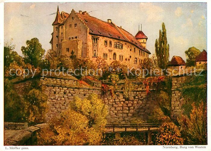 NueRNBERG  CITY Burg von Westen nach Originalgemaelde von Ludwig Moessler Kuens