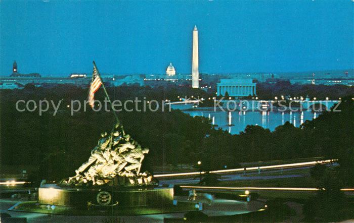 Washington DC War Memorial overlooks night skyline
