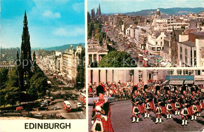 Edinburgh Scotland Scott Monument Princess Street Pipes and Drums