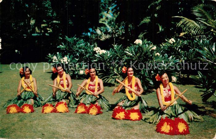 Honolulu Native Hula Girls in a Garden of White Plumeria