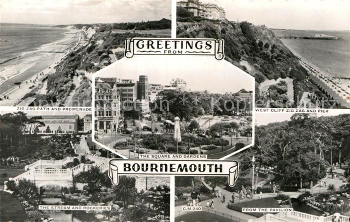 Bournemouth Promenade The Stream and Rockeries The Square and Gardens West Cliff
