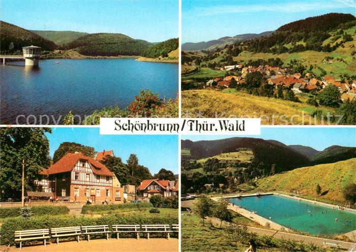 Schoenbrunn Schleusegrund Talsperre Teilansicht FDGB Erholungsheim Huette Schwim