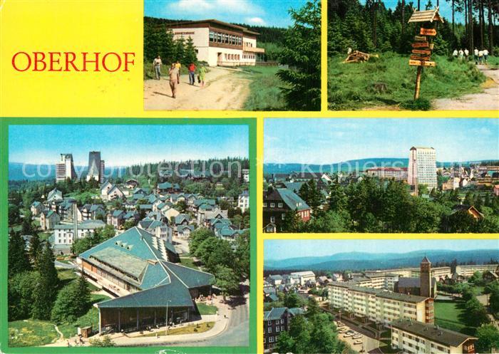 Oberhof Thueringen HOG Schanzenbaude Wanderwegweiser Interhotel Panorama FDGB Er