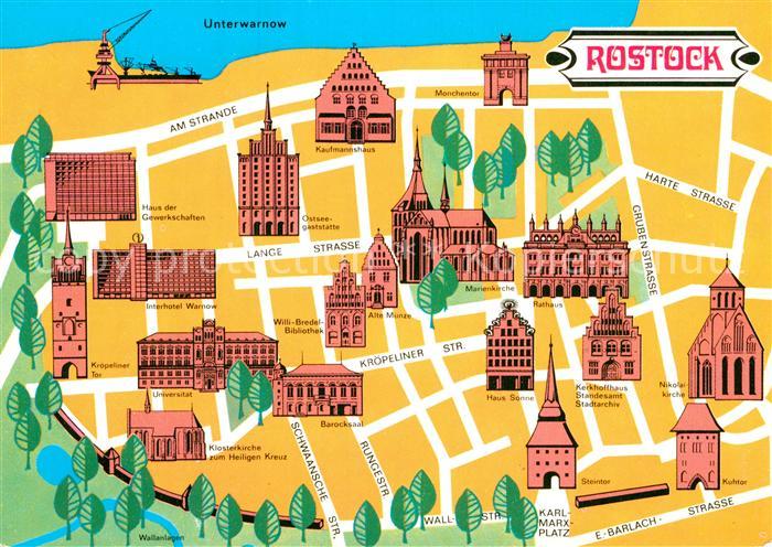 ROSTOCK  CITY Stadtplan Illustration