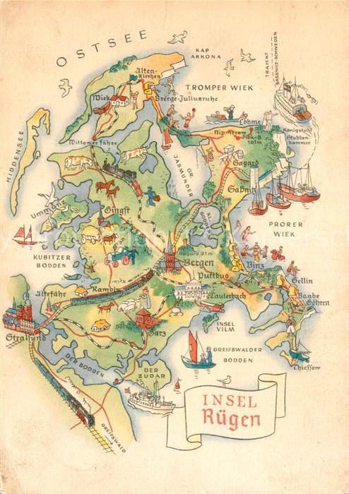 Insel Ruegen Inselkarte Illustration