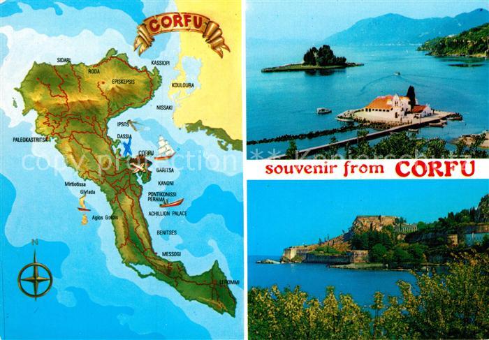 Corfu Inselkarte Teilansichten