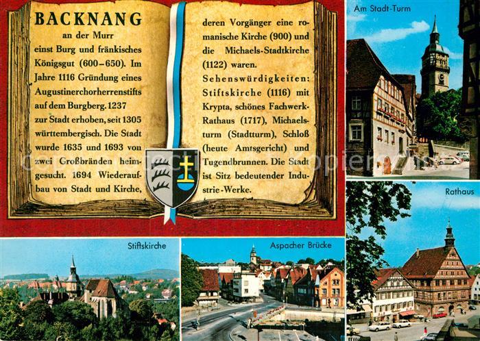 Backnang Am Stadt Turm Stiftskirche Aspacher Bruecke Rathaus