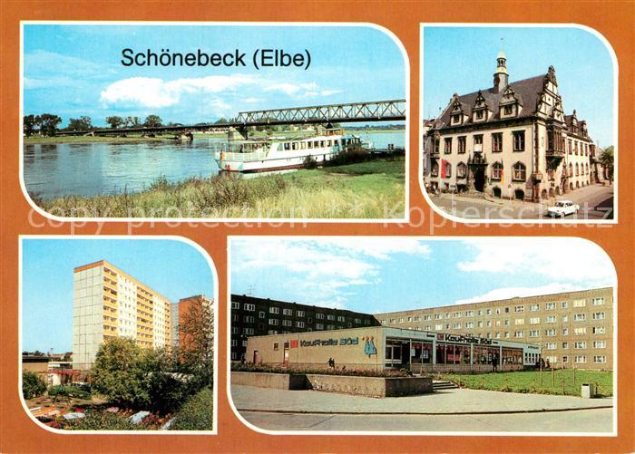Schoenebeck Elbe Ernst Thaelmann Bruecke Rathaus Moskauer Strasse Kaufhalle Sued