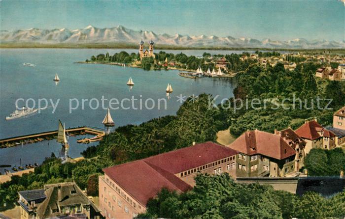 Friedrichshafen Bodensee Stadtpanorama mit Alpen