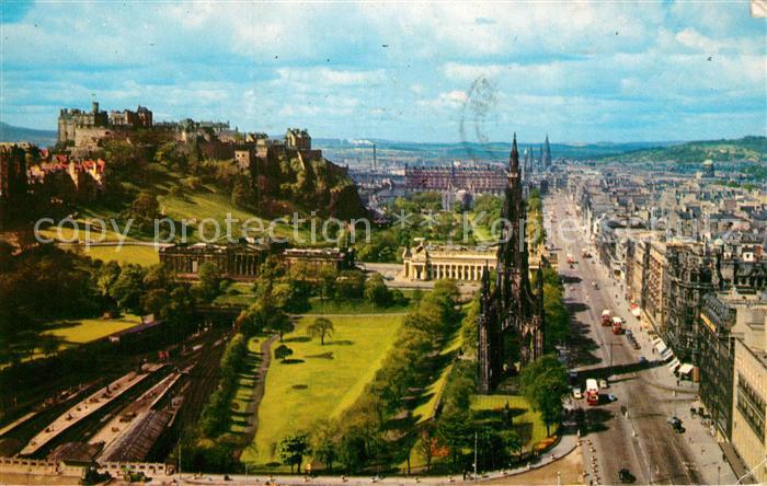 Edinburgh Scotland Edinburgh Castle and Princes Street seen from North British H