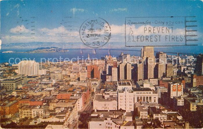 San Francisco California View from top of Mark Knob Hill Downtown Financial Dist