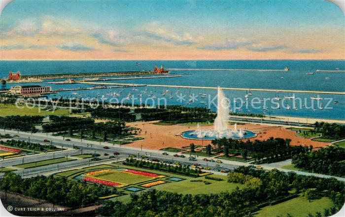 Chicago Illinois Birds eye view Grant Park