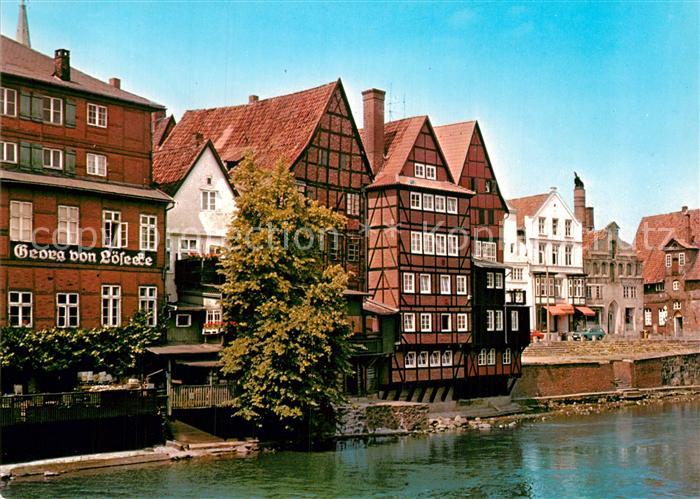Alt Lueneburg Haeuserpartie am Fluss Altstadt