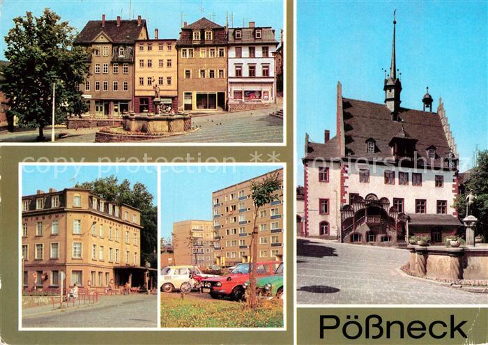 Poessneck Markt Mauritiusbrunnen HO Hotel Posthirsch Neubauviertel Rathaus