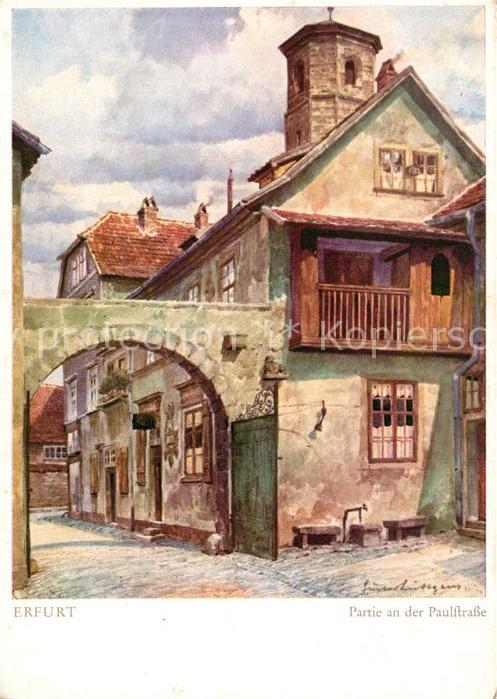 Erfurt Partie an der Paulstrasse Aquarell Gustav Luettgens Kuenstlerkarte Serie