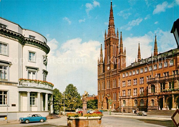Wiesbaden Regierung Gebaeude Marktkirche Rathaus Brunnen