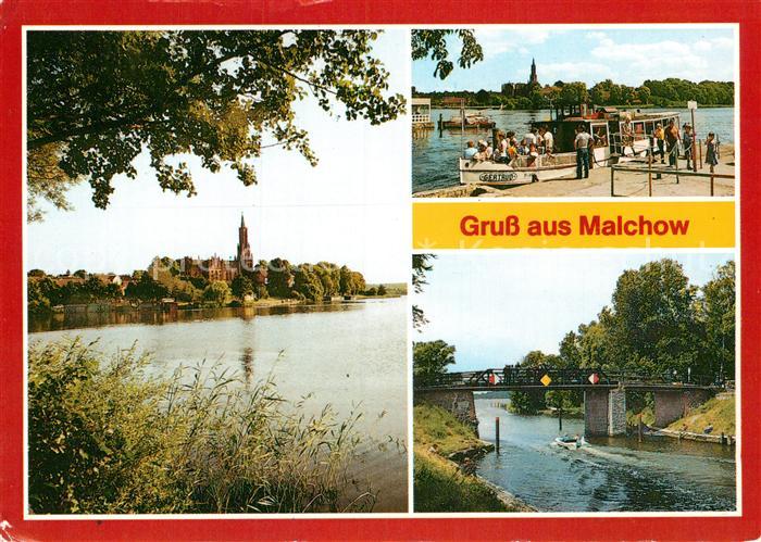 Malchow Blick zum OT Kloster Fahrgastschiff Malchower See Lenzer Kanal