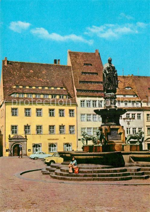 Freiberg Sachsen Obermarkt mit Brunnendenkmal