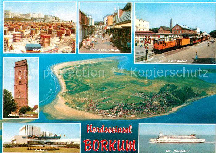 BORKUM Nordseebad Niedersachsen Strand Franz Habich Strasse Inselbahnhof Leuchtt