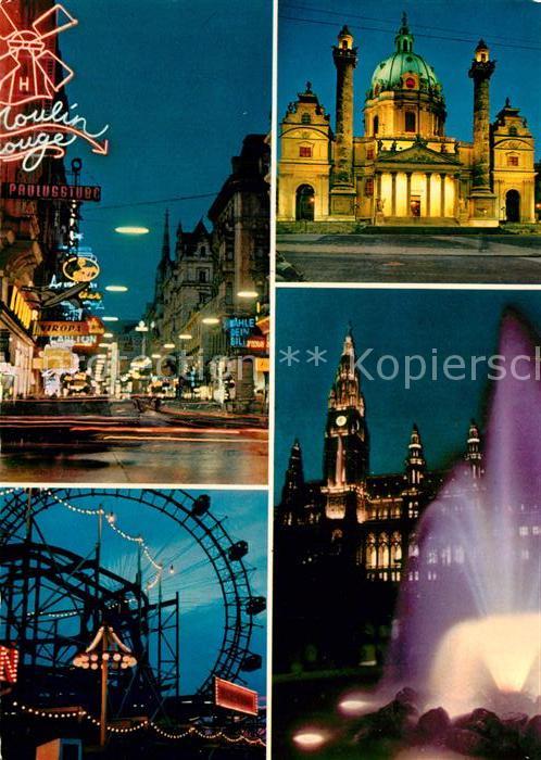 Wien Kaerntnerstrasse Riesenrad Prater Karlskirche Rathaus Nachtaufnahmen