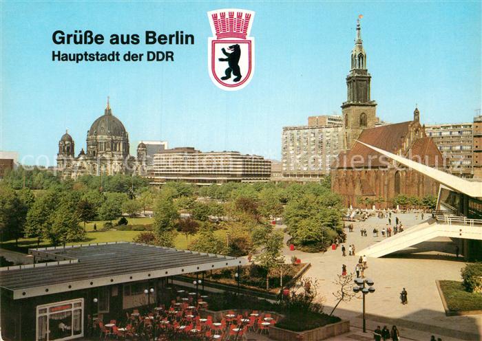 BERLIN  CITY Stadtzentrum Platz Restaurant Kirche Hauptstadt der DDR Wappen