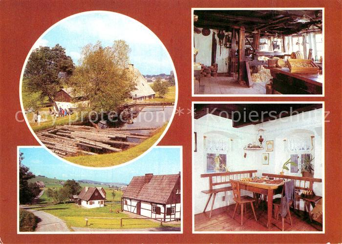 Seiffen Erzgebirge Erzgebirgisches Freilichtmuseum Wasserkraftdrehwerk Teich Woh