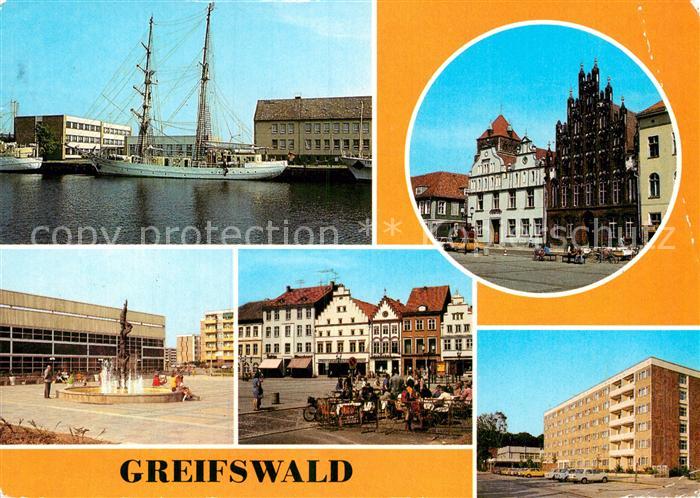 Greifswald Segelschulschiff Wilhelm Pieck Platz der Freundschaft Plastik Sportha