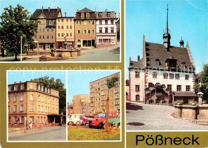 Poessneck Markt und Mauritiusbrunnen HO Hotel Posthirsch Neubauten Poessneck Ost