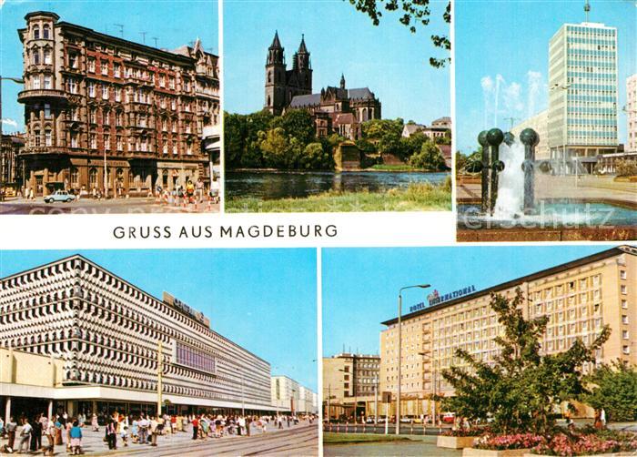 MAGDEBURG  CITY Hasselbachplatz Elbe mit Dom Karl Marx Str Centrum Warenhaus Hot