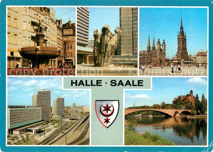 Halle Saale Eselsbrunnen Thaelmann Plat Markt Marktkirche Roter Turm Burg Giebic