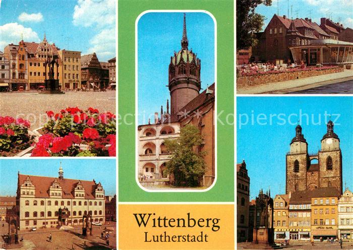 Wittenberg Lutherstadt Schlosskirche Innenhof Eis Cafe am Schlossplatz Rathaus M