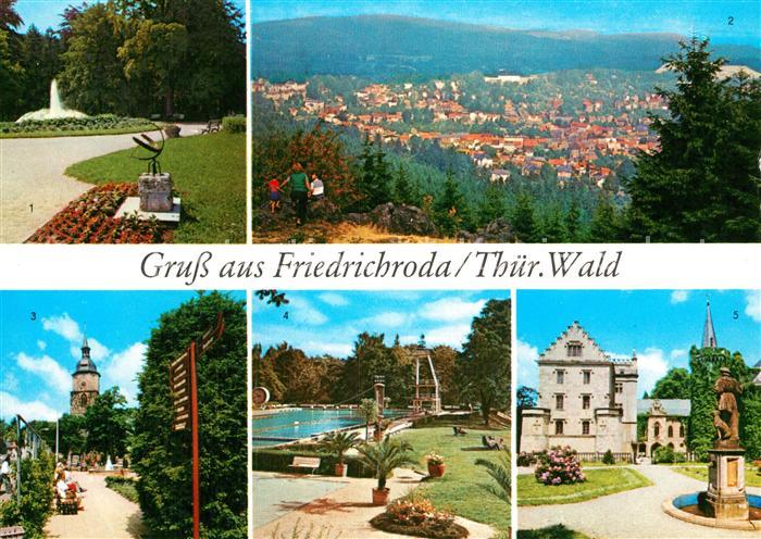 Friedrichroda Puschkinpark Panorama Kuranlagen Schwimmbad Schloss Reinhardsbrunn