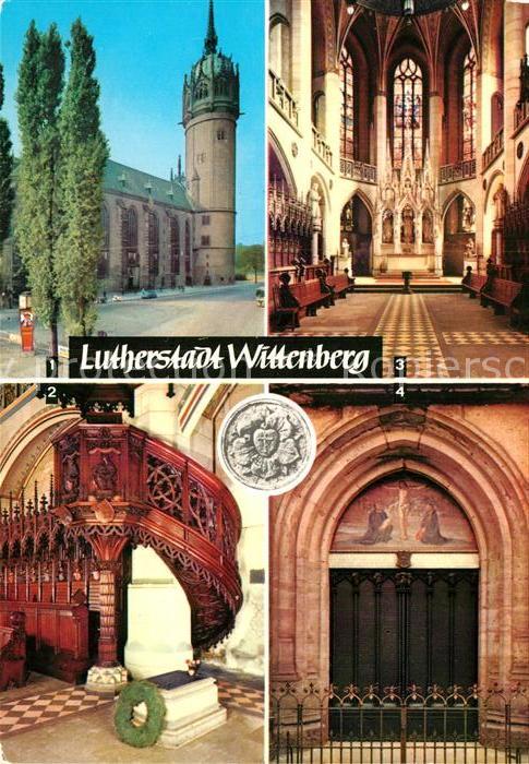Wittenberg Lutherstadt Schlosskirche mit Thesentuer Schlosskirche Luthers Grab