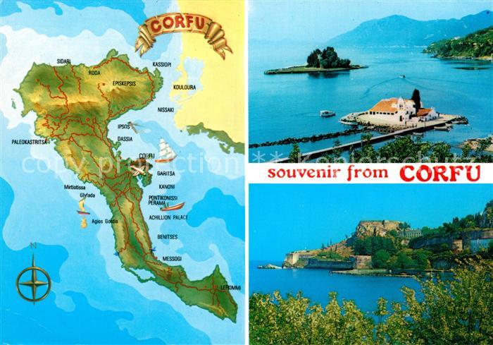 Corfu Inselkarte Panorama Burg